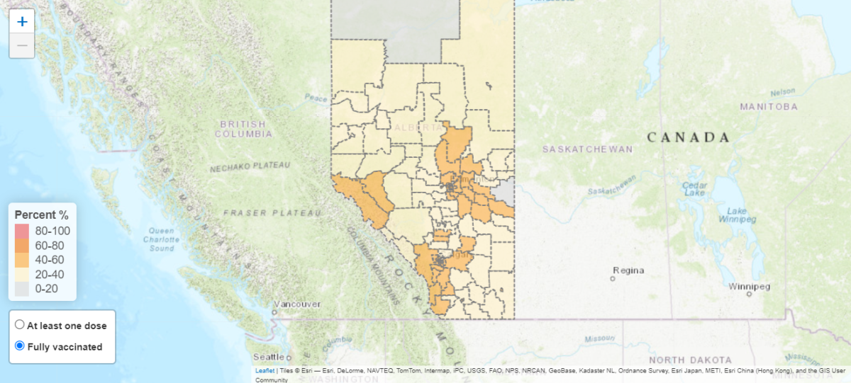 Immunization map c/o Alberta Health