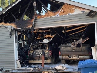 Calgary Fire said the garage fire broke out at around 5 p.m. on Saturday at 28 Prestwick Estates Way S.E.