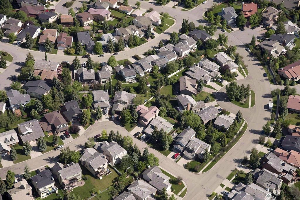 FILE: An aerial view of housing is shown in Calgary on June 22, 2013.