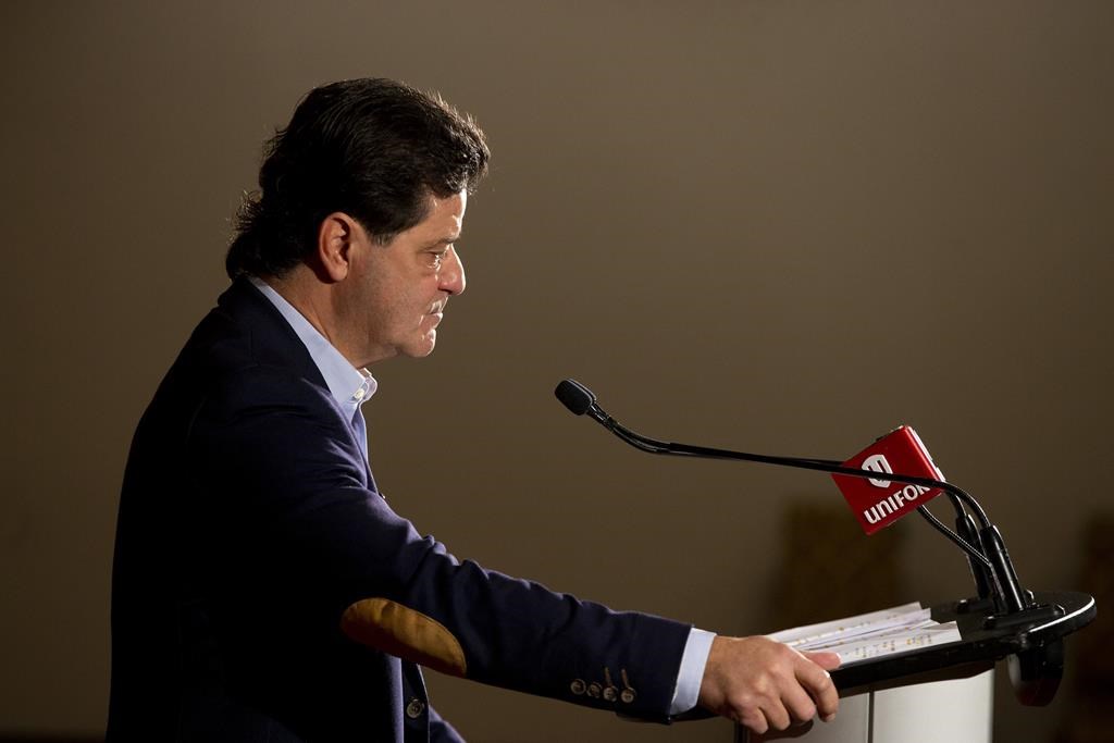 Unifor national president Jerry Dias addresses a news conference in Toronto on Thursday, November 5, 2020 in Toronto.