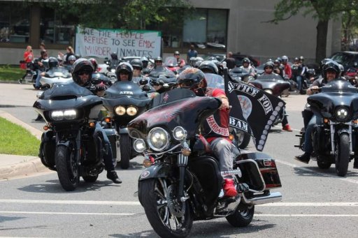 Bikers at a rally outside EMDC after the most recent death of an inmate. (July 17, 2021)