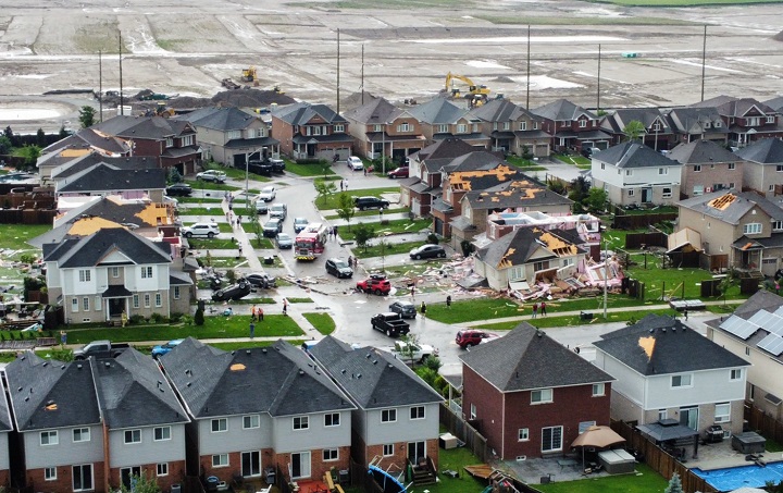 Edward Loveless posted a picture showing damage in a residential neighbourhood after a possible tornado moved through the Barrie area.