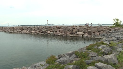 The 450-metre long breakwall was constructed in 1990 to protect much of Kingston’s downtown shoreline from high waves of Lake Ontario.