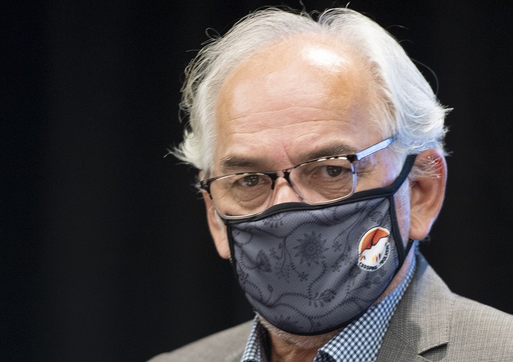 Ghislain Picard, Chief of the Assembly of First Nations Quebec-Labrador, arrives at a news conference about a survey on Quebecers attitudes toward First Nations Wednesday, August 12, 2020  in Montreal.