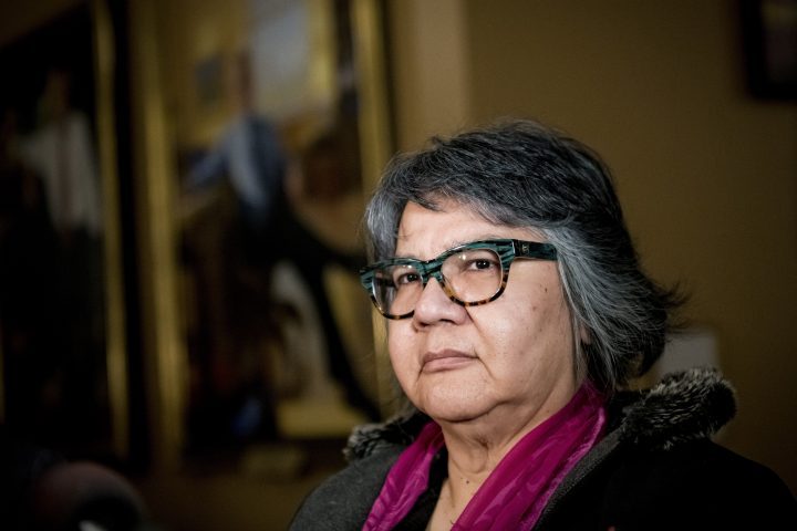 Ontario Regional Chief RoseAnne Archibald is approached by reporters before meeting with Ontario Premier Doug Ford at Queen's Park in Toronto, on Tuesday, June 4, 2019. THE CANADIAN PRESS/Christopher Katsarov.