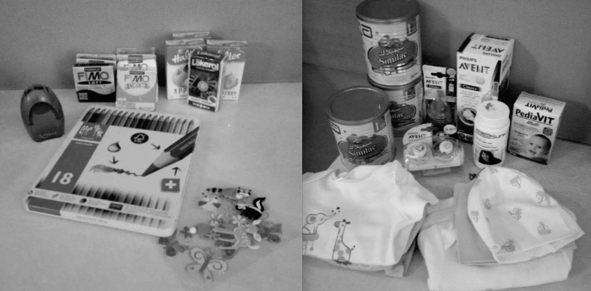 Photos, released under the Access to Information Act, showing care packages Global Affairs Canada sent to Canadian women and children at camps for ISIS detainees in Syria.