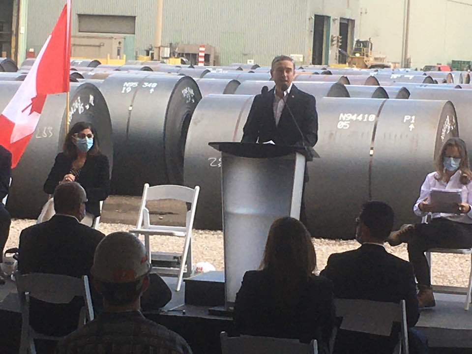 François-Philippe Champagne, Canada's Minister of Innovation, Science and Industry, has announced a $400 million federal contribution towards a planned greening of ArcelorMittal Dofasco's steelmaking operations in Hamilton.