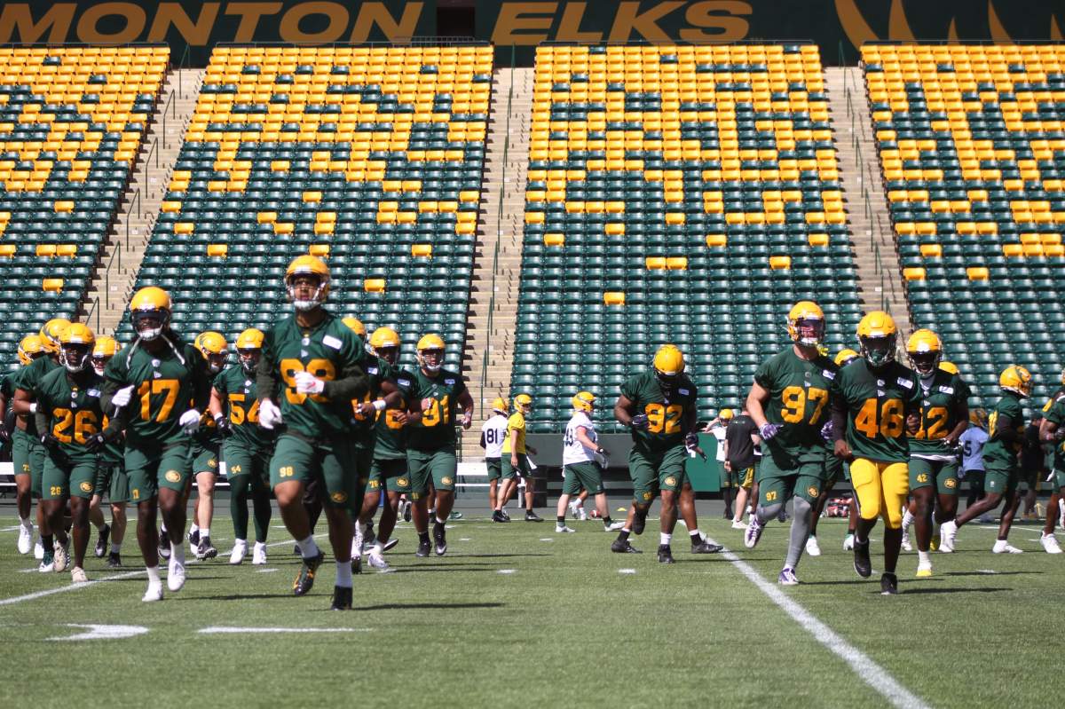 Edmonton Elks during Day 3 of training camp on Monday, July 12, 2021.