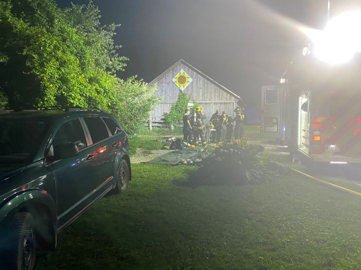 When firefighters arrived at the scene, the building was fully ablaze, with numerous piece of equipment and vehicles inside, the township's fire chief confirmed.