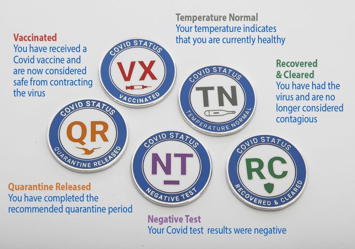 Wearable magnetic pins by Covid Status Wear