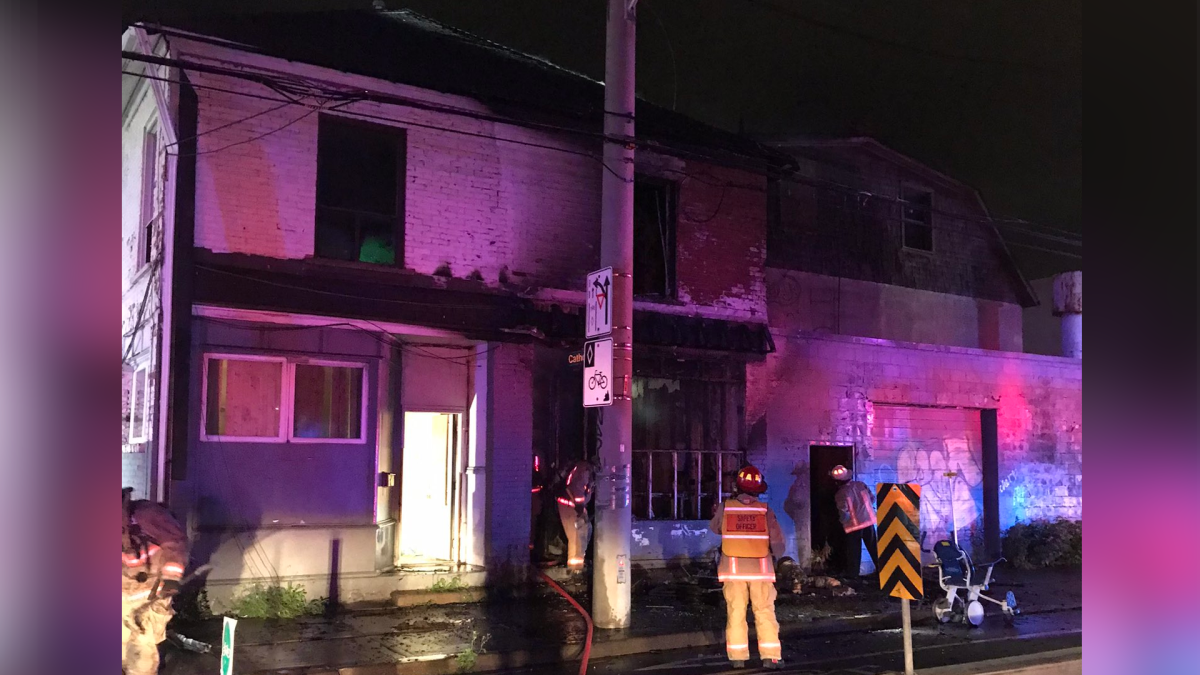 Hamilton firefighters battled an early morning blaze on Cannon Street East, near Cathcart Street July 12, 2021.
When the fire department arrived at the residence, flames could be seen coming from the second floor and roof. No one was found inside the building during a search and rescue operation.
