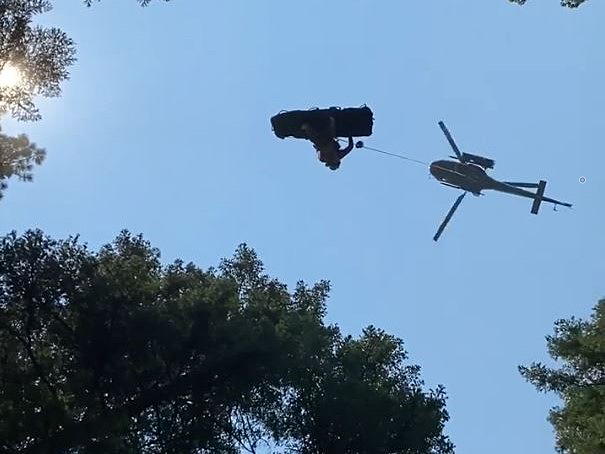 A helicopter team from Penticton Search and Rescue was called in to rescue an injured mountain biker in the Central Okanagan on Friday morning.