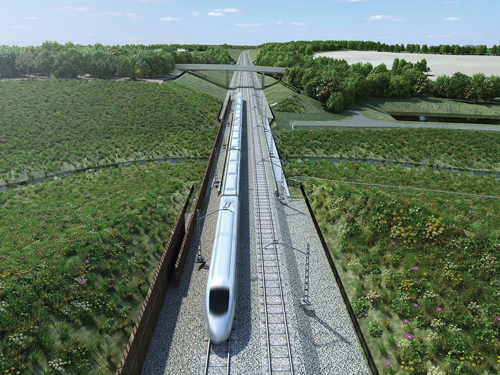 An undated rendering of the proposed Prairie Link high-speed rail project that would connect Edmonton, Red Deer and Calgary.