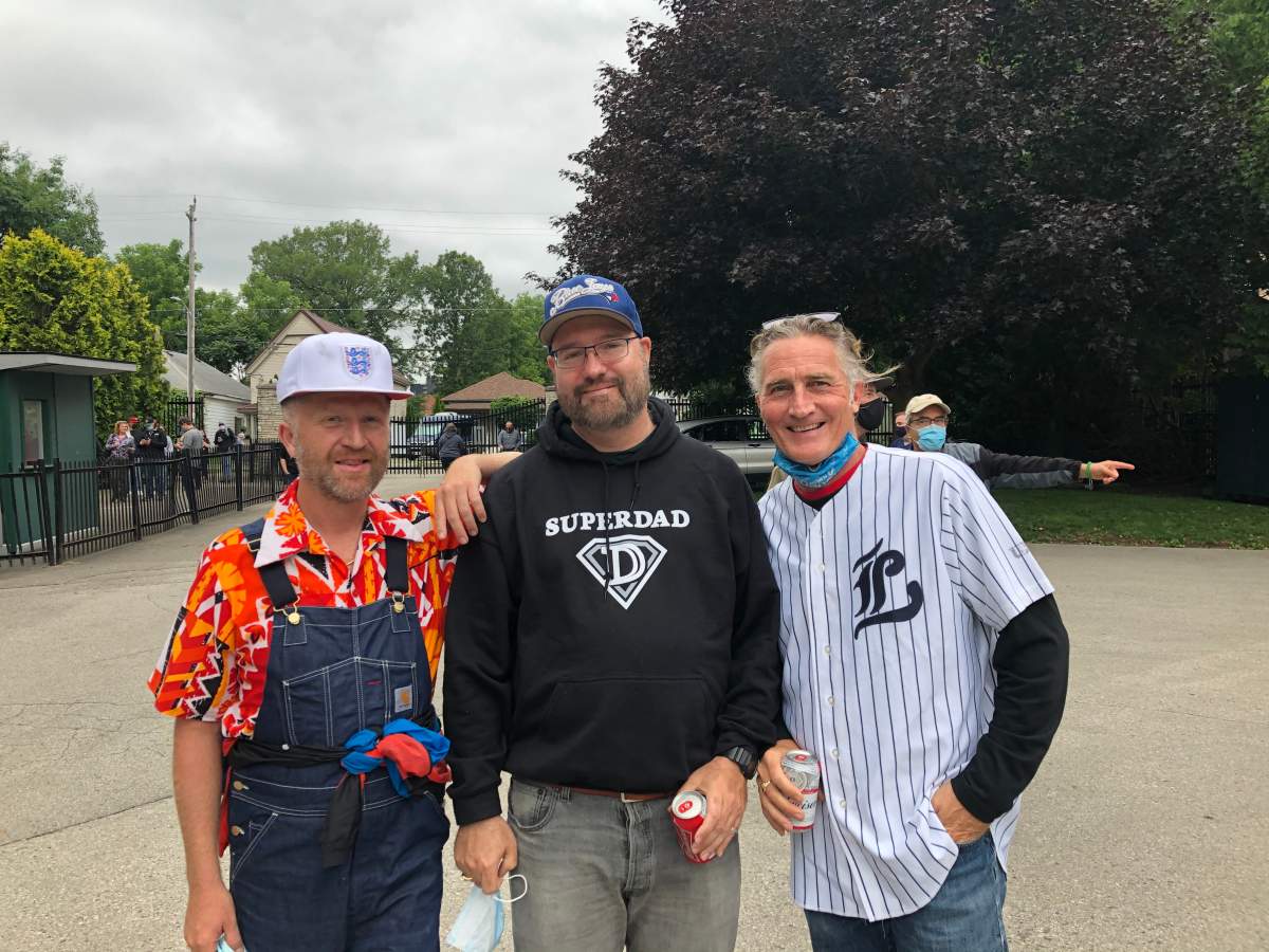 James Draper (left) is joined by good friends ahead of his first London Majors game in more than a year.