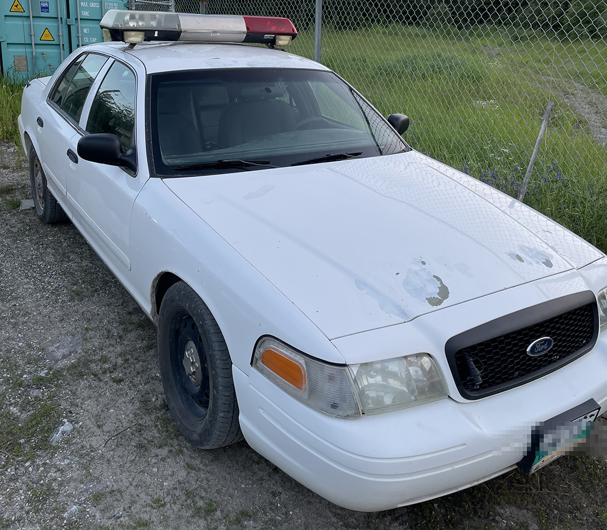 Mounties say a man attempted to pass through a community checkpoint at Nisichawayasihk Cree Nation driving this decommissioned police vehicle.