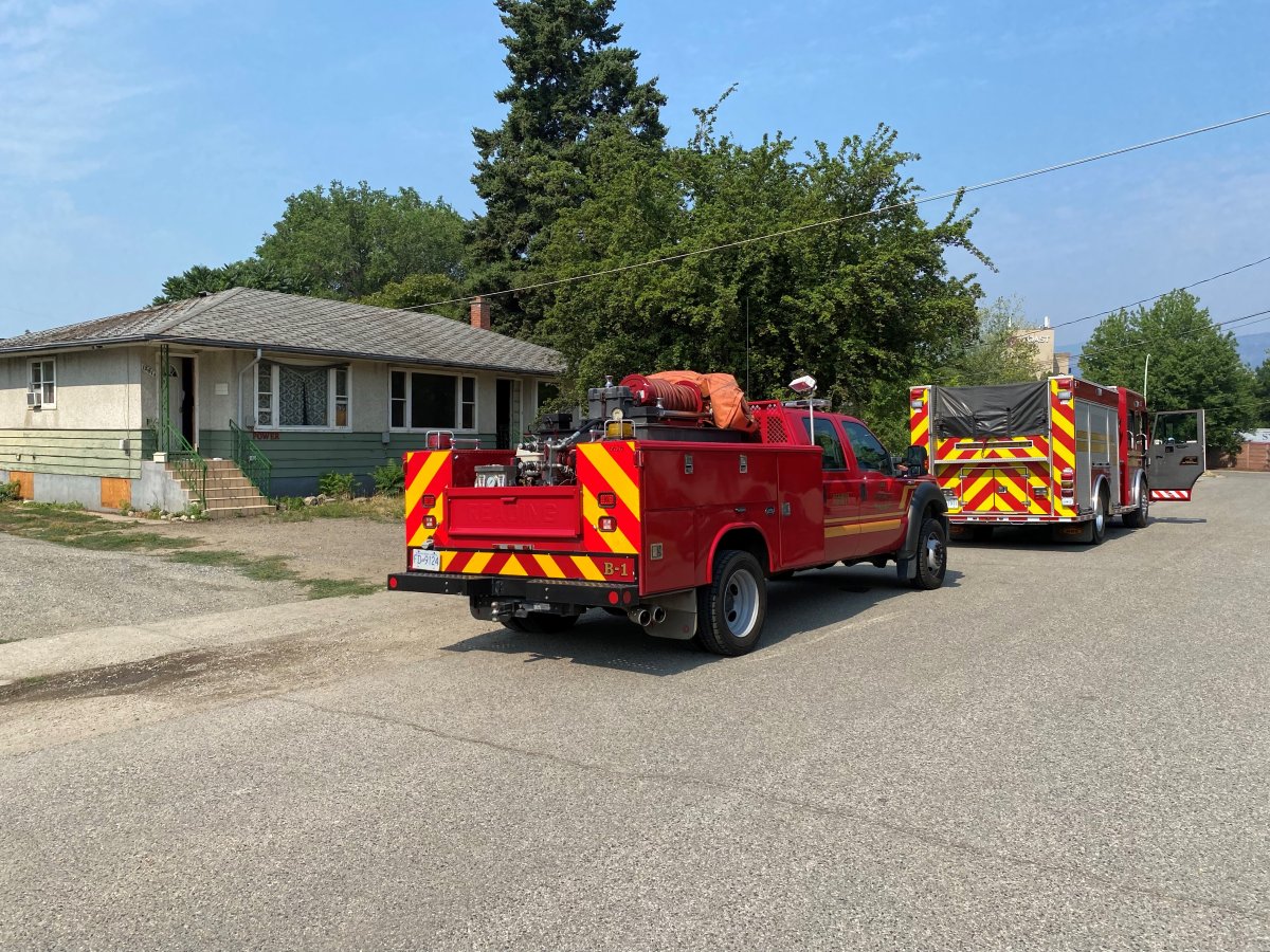 Kelowna fire crews were on scene Saturday morning at the home where a basement fire occurred Friday night.
