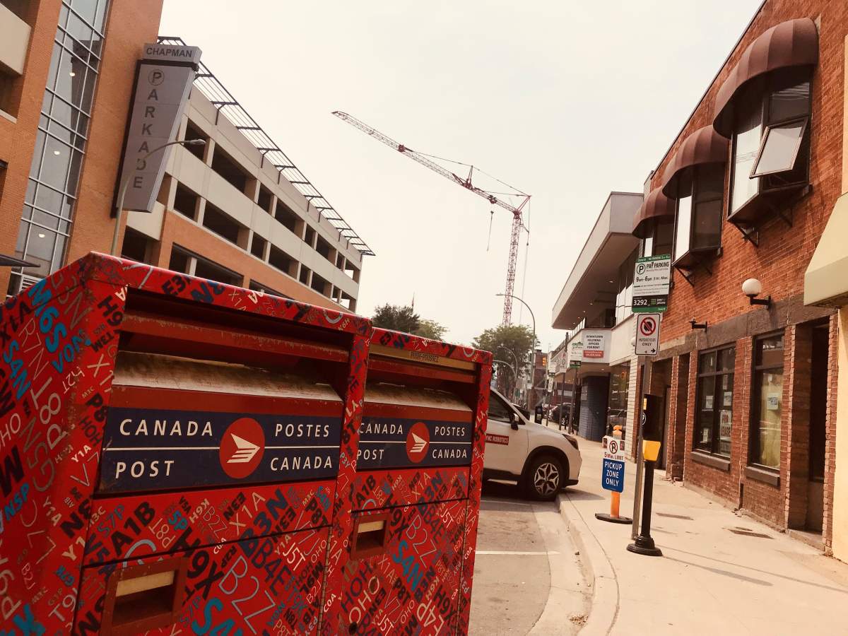 Canada Post said due to poor air quality in the Okanagan Valley, caused by smoke from wildfires, a red service alert was issued.