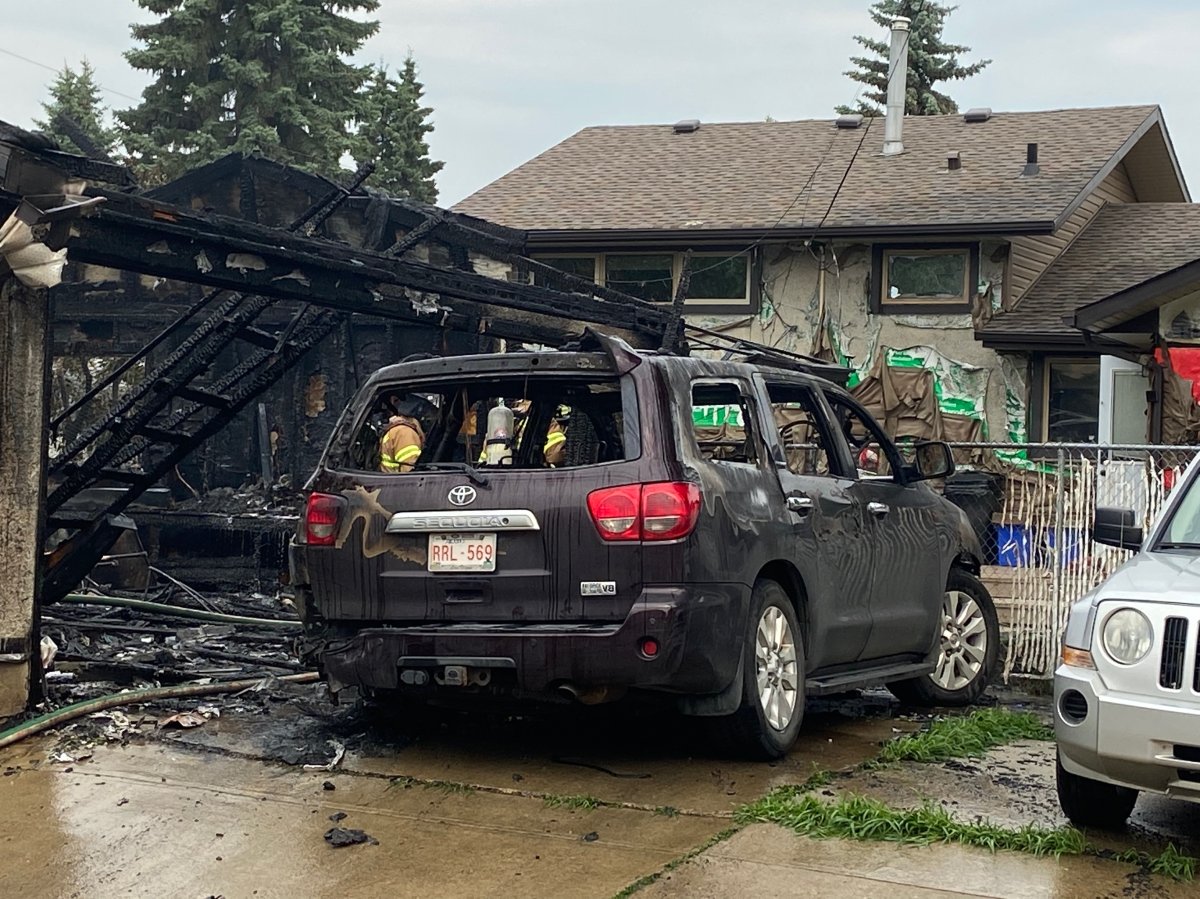A garage in the are of 90 Avenue and 165 Street was destroyed by fire Friday, July 16, 2021.