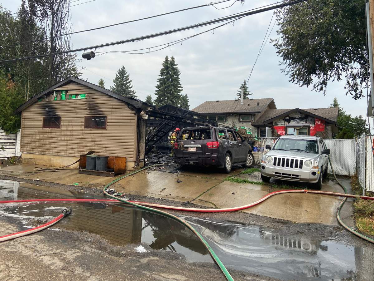 A garage in the are of 90 Avenue and 165 Street was destroyed by fire Friday, July 16, 2021.
