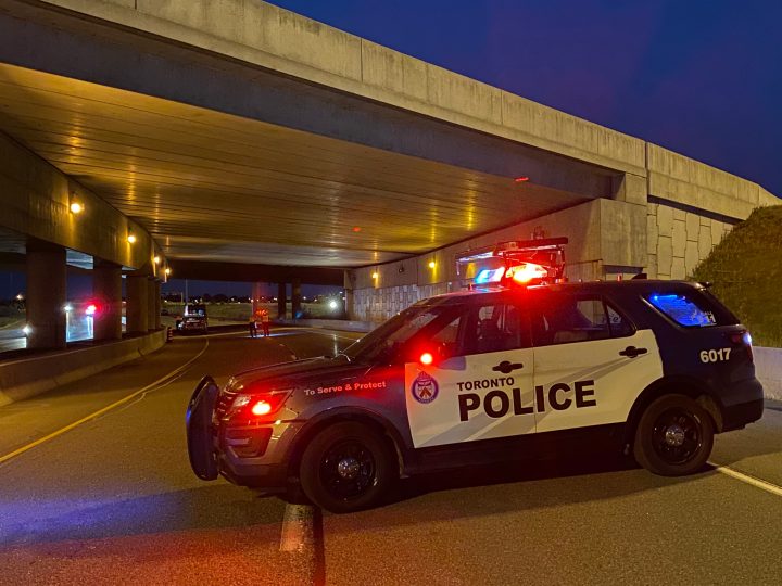 Police at the scene of the crash in Etobicoke on Wednesday.