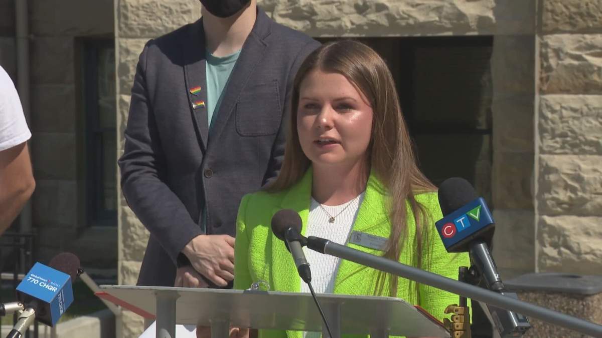 Marley Gillies, chair of the Calgary Students Alliance and pictured on July 13, 2021, is calling on Elections Calgary to reverse its decision and allow "vote anywhere" advance polling in the 2021 municipal election.