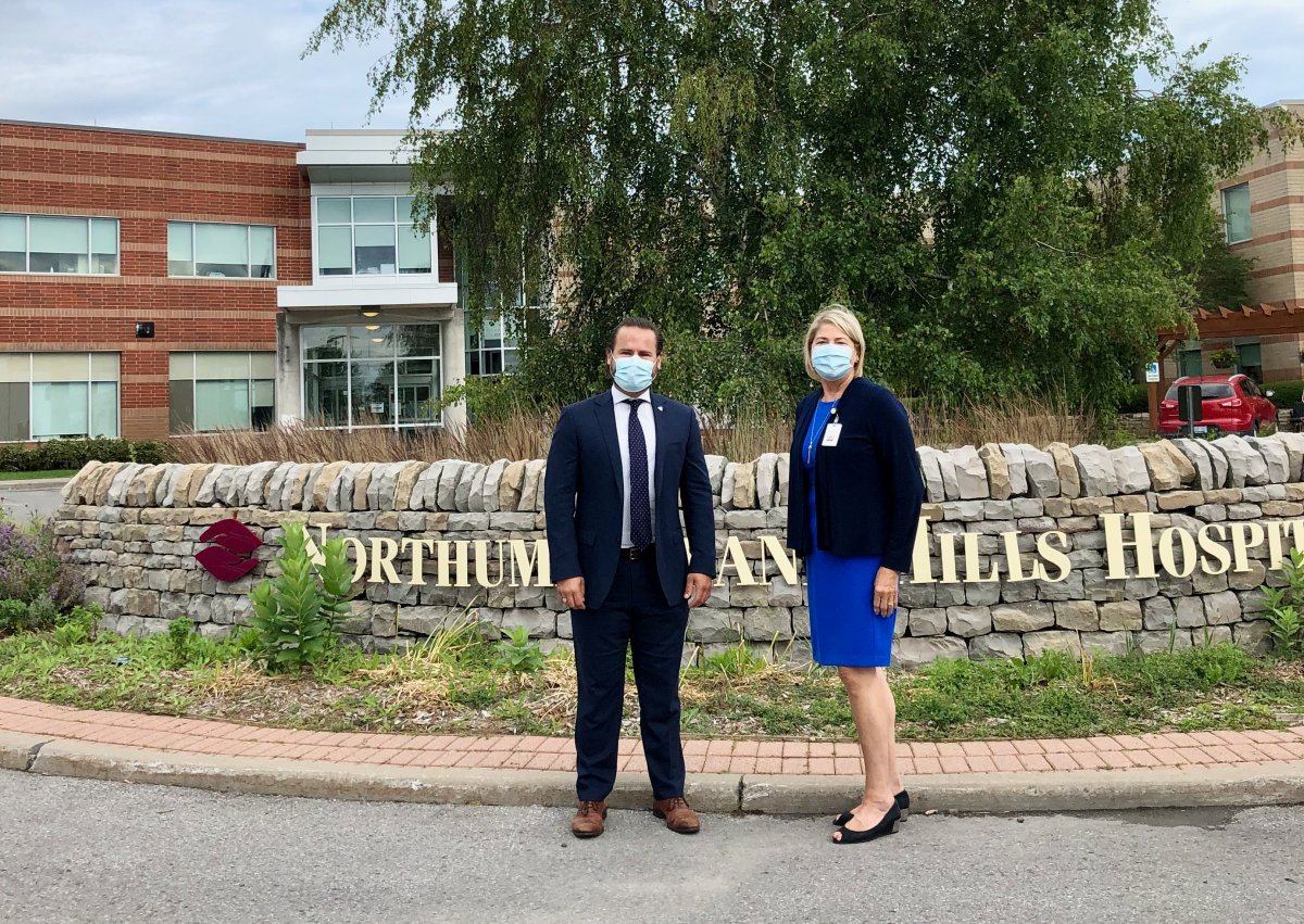 The Ontario government is providing Northumberland Hills Hospital in Cobourg with a 2.8 per cent increase in base funding. Northumberland-Peterborough South MPP David Piccini, left, made the announcement with hospital president and CEO Linda Davis on Monday morning.