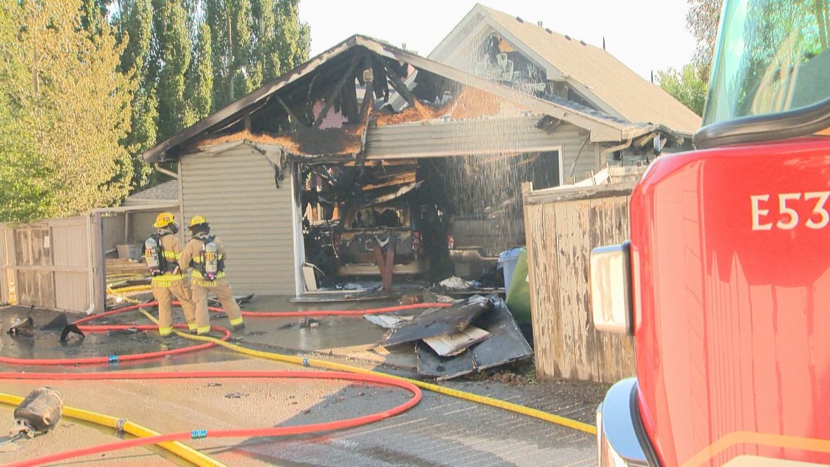 Garage completely destroyed after fire breaks out in McKenzie Towne.