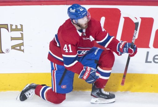 Montreal Canadiens Paul Byron reacts after scoring against the Vegas Golden Knights during second period of game 4 of the NHL Stanley Cup semifinal in Montreal, Sunday, June 20, 2021.
