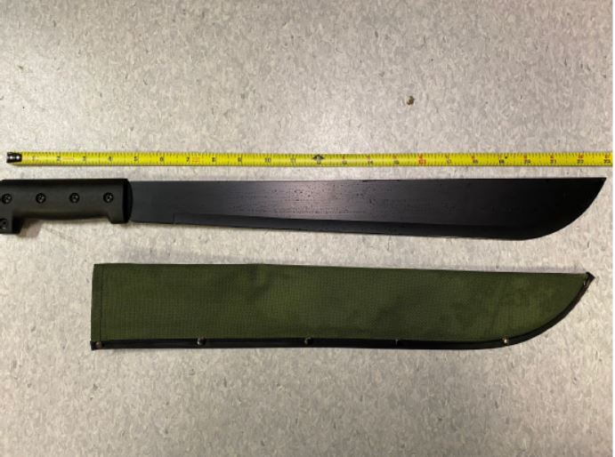 Photo of machete that was seized by Thompson RCMP.