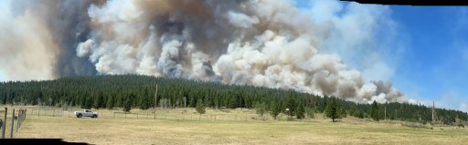A panorama of the Sparks Lake wildfire.