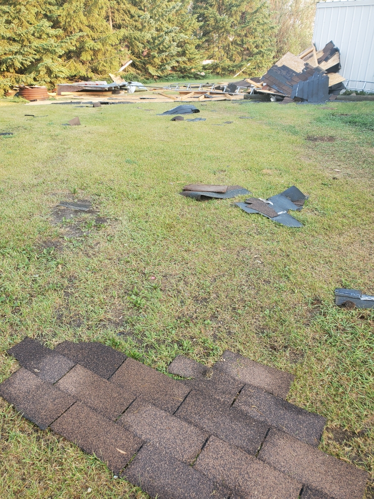 A couple living near Cromer, Man., are picking up the pieces after a volatile Saturday night storm peeled part of the roof off their home and caused other destruction.