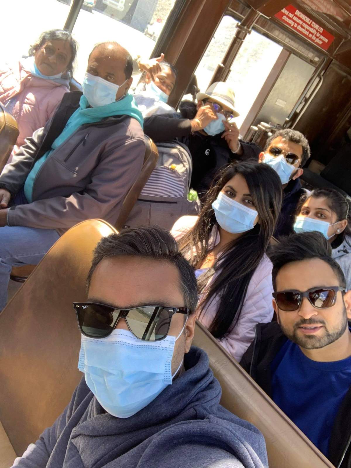 Vinay Patel, his family members and close friends on the Columbia Icefield tour bus in Jasper National Park on the day it rolled. Sunday, July 19, 2020.