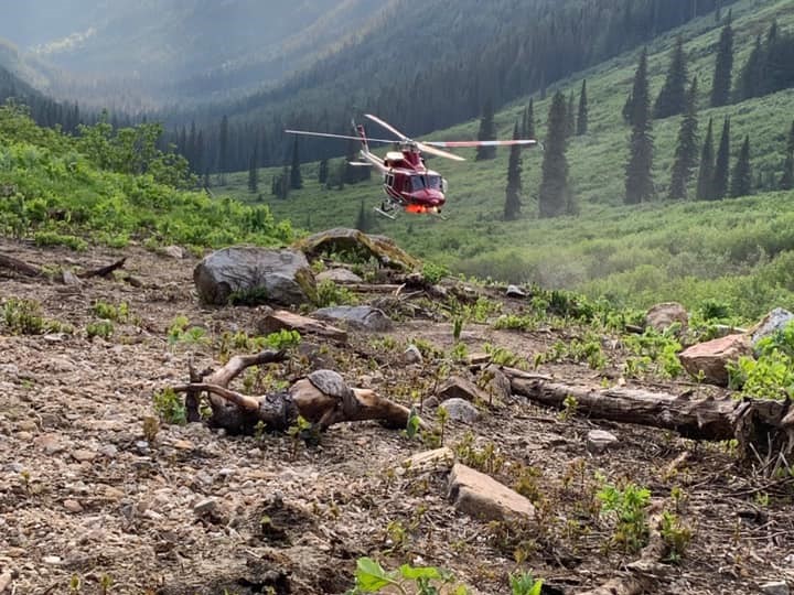 Vernon Search and Rescue says a helicopter was needed to rescue an injured hiker.
