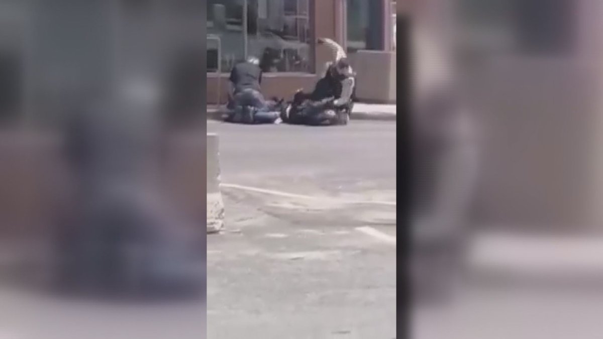 Video shared to social media appears to show a Campbellton, N.B., RCMP officer repeatedly striking a man in the head and upper body before he was eventually arrested.