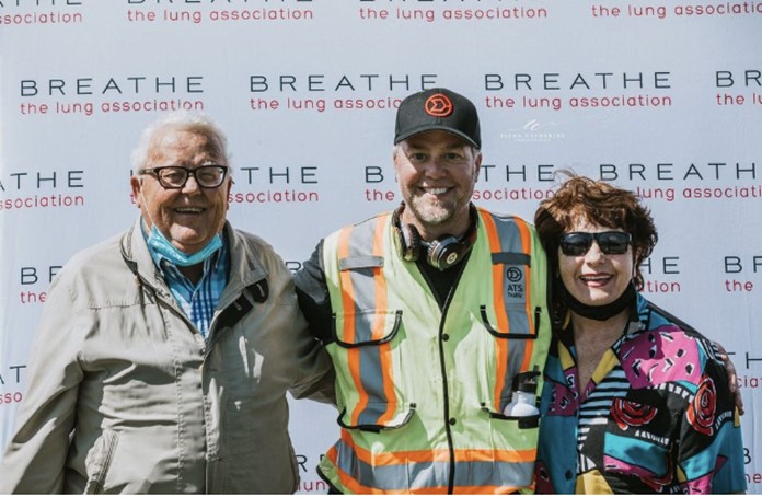Chris Sadleir with his parents. His father had a double lung transplant five years ago.