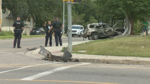 The suspect crashed into another vehicle before driving into a light post and bus shelter.