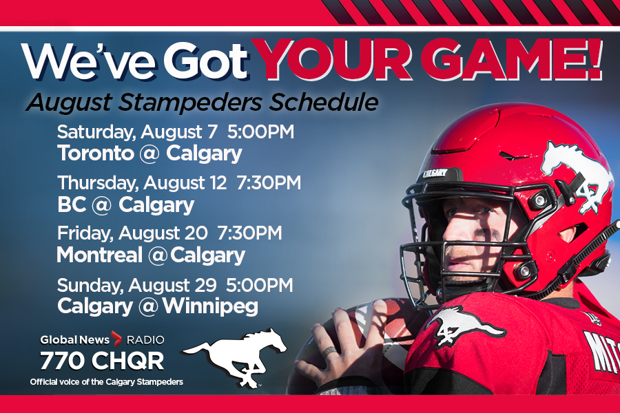 Calgary Stampeders: August schedule - image