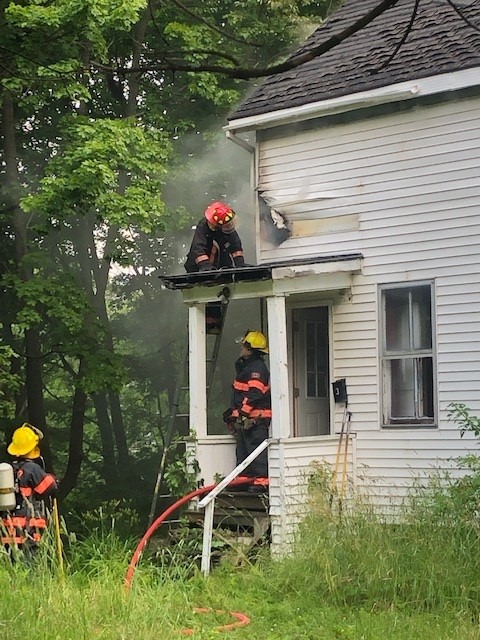 A 41-year-old woman is facing nine counts of arson in New Glasgow, N.S., which includes this fire at a vacant residence. 
