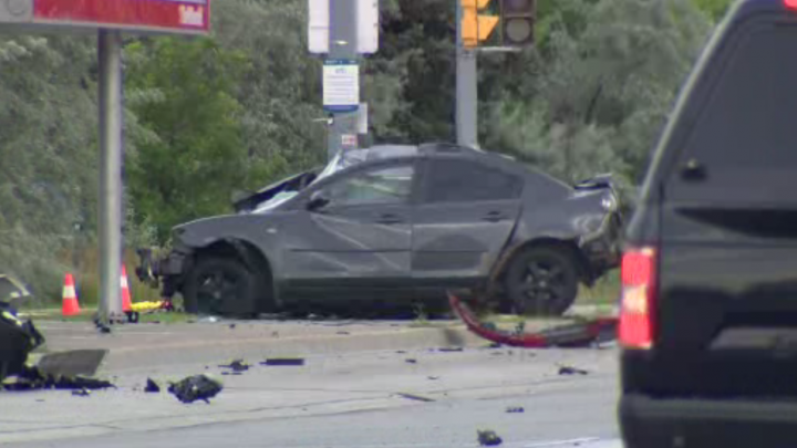 The scene of the crash in the area of Hurontario Street and Sandalwood Parkway.