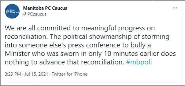 PC caucus tweet Wab Kinew Bully