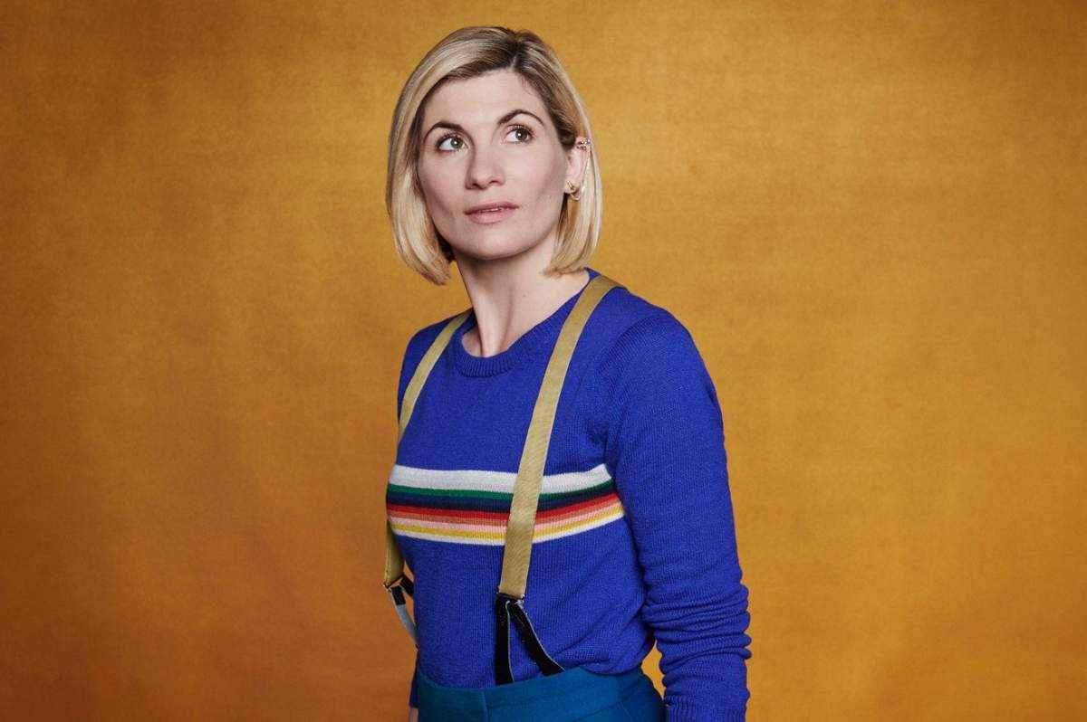 Jodie WHittaker is shown as the Doctor in this promotional image for 'Doctor Who.'.