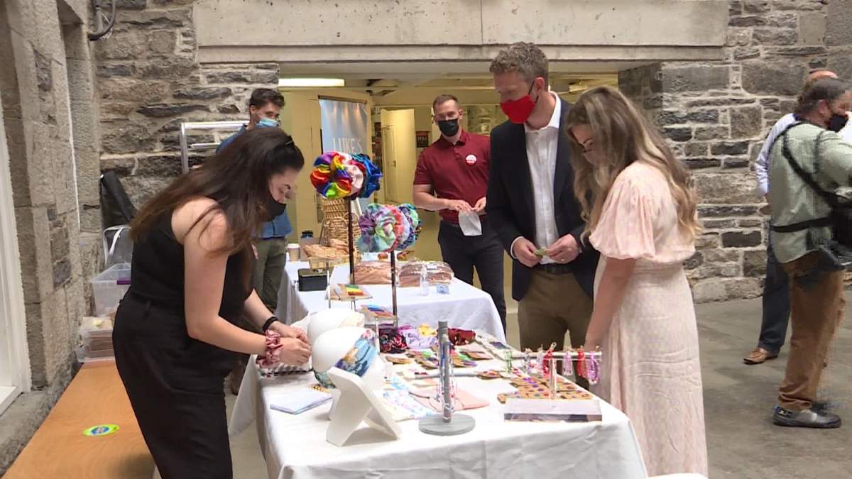 Liberal Leader Iain Rankin and his wife at a campaign stop on Saturday.