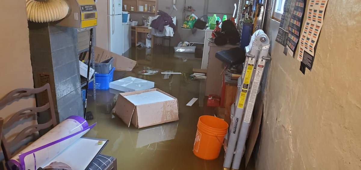 A photo of Alanah Claus' flooded basement.