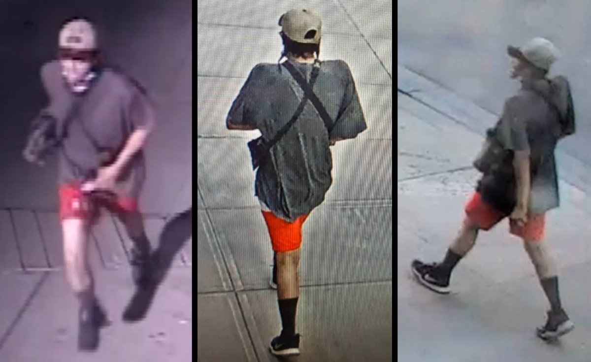 On Monday, Calgary police released these photos of the suspect in the stabbing death of a man in James Short Park on June 30, 2021.