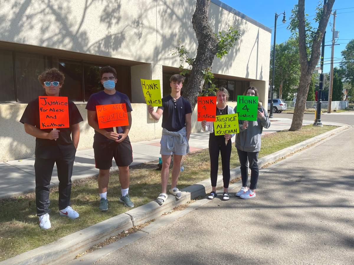 Friends of the victims showed up outside court Monday, July 12, 2021 to show their support.