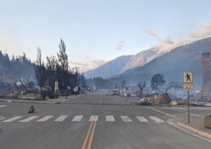 A photo taken by a first responder shows the scale of destruction in downtown Lytton.