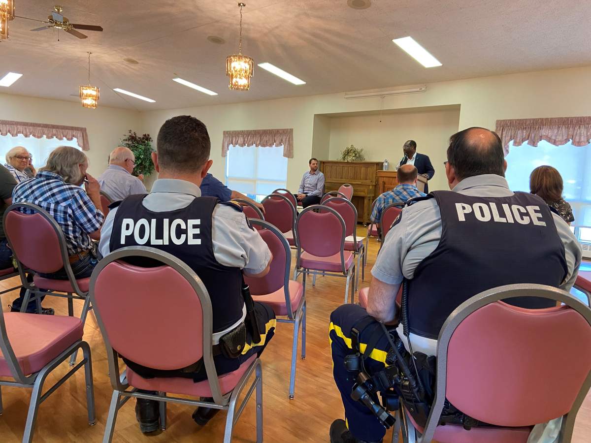 Alberta Justice Minister and Solicitor General Kaycee Madu hosts rural crime town hall in Cardston, Alta. 