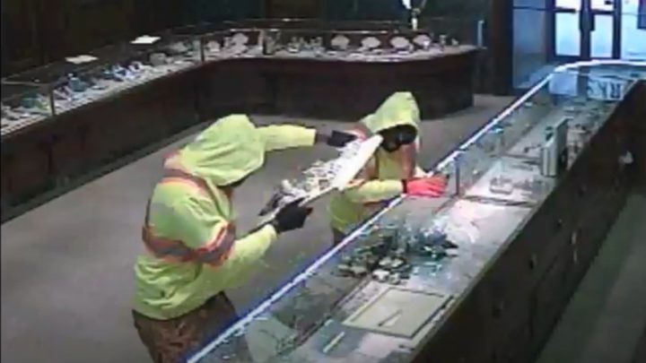 A screenshot from security footage of the 2014 robbery.