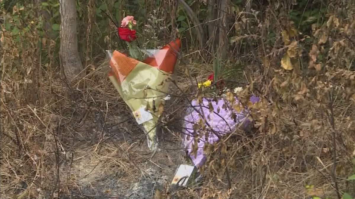 Flowers can be seen near where the missing woman’s burned remains were first discovered. Courtesy TVA.