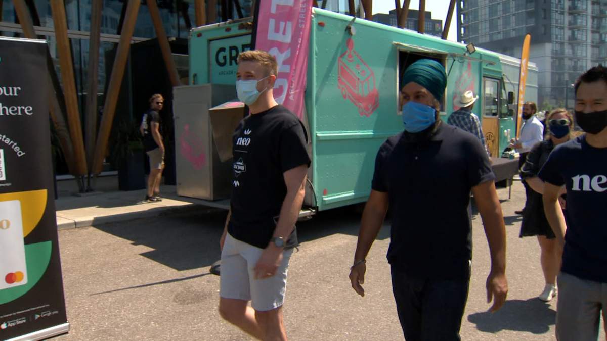 Federal NDP leader Jagmeet Singh kicks off a tour of Alberta in Calgary July 17, 2021. 